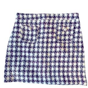 NWOT Madison d’Amelie‎ Plaid Skirt Women’s Size 8 Front Pocket Statement Buttons